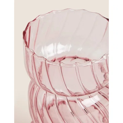 Marks & Spencer M&S Medium Ridged Vase - Pink, Pink