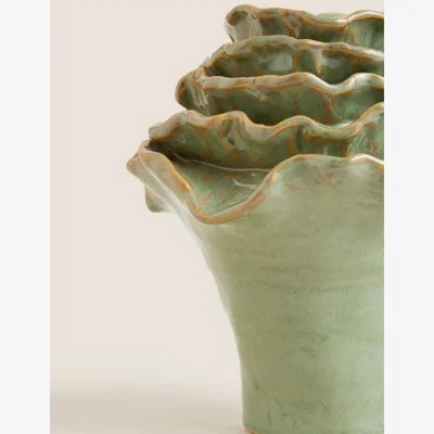 Marks & Spencer M&S Small Floral Ceramic Vase - Green, Green