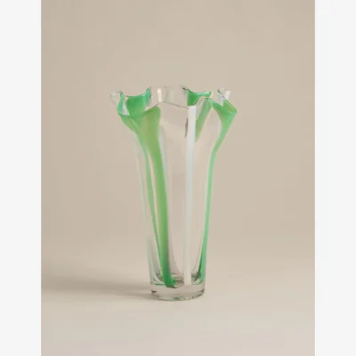 Marks & Spencer M&S Striped Handkerchief Glass Vase Sage