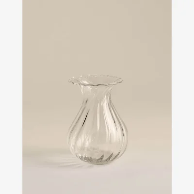 Marks & Spencer M&S Small Fluted Glass Bouquet Vase Clear