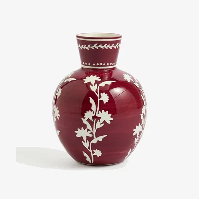 Marks & Spencer M&S Floral Ceramic Vase - Red, Red