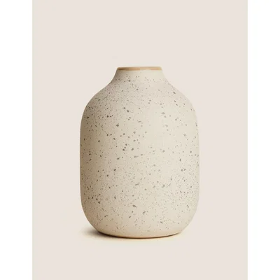 Marks & Spencer M&S Splatter Ceramic Medium Vase - White Mix, White Mix