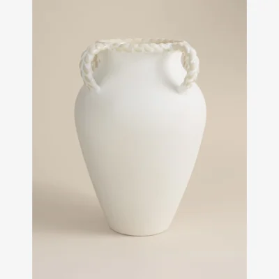Marks & Spencer M&S Large Twist Handle Ceramic Vase Soft White
