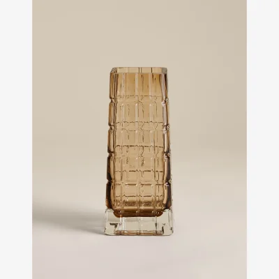 Marks & Spencer M&S Rectangular Textured Tinted Glass Vase Brown