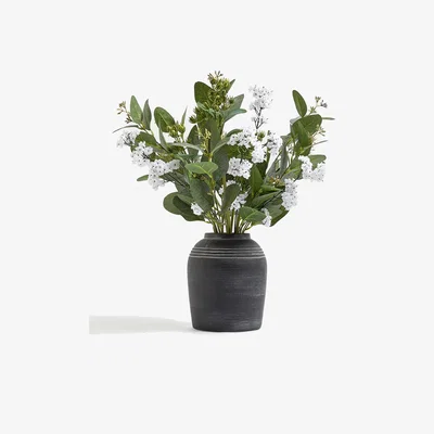 Marks & Spencer Moss & Sweetpea Artificial Flower Arrangement in Vase - Charcoal, Charcoal