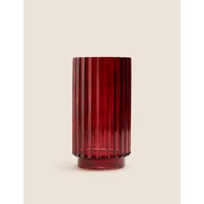 Marks & Spencer M&S Medium Ridged Vase - Red, Red
