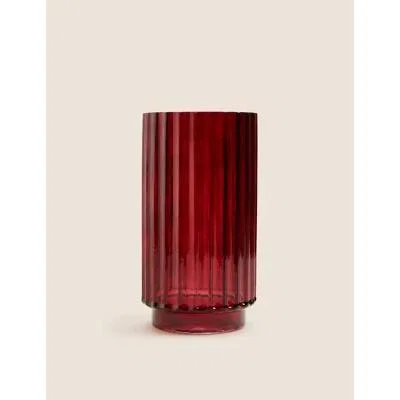 Marks & Spencer M&S Medium Ridged Vase - Red, Red