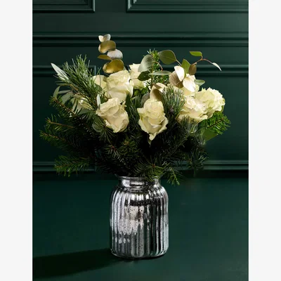 Marks & Spencer Flower Market Luxury White Rose Christmas Bouquet with Vase