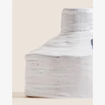 Marks & Spencer M&S Painted Glaze Ceramic Bud Vase - Grey/White, Grey/White