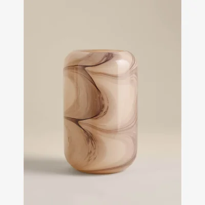 Marks & Spencer M&S Marble Effect Glass Cylinder Vase Brown