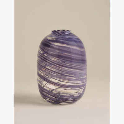 Marks & Spencer M&S Medium Swirl Glass Vase Blue