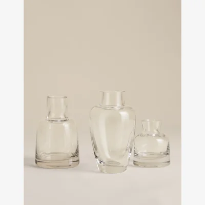 Marks & Spencer M&S Set of 3 Clear Glass Bottle Vases Clear