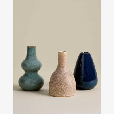 Marks & Spencer M&S Set of 3 Reactive Glaze Ceramic Bud Vases Multi