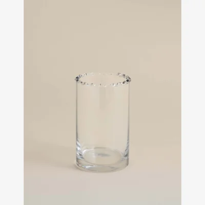 Marks & Spencer M&S Small Cylinder Frill Top Glass Vase Clear