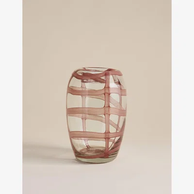 Marks & Spencer M&S Small Checked Glass Vase Red