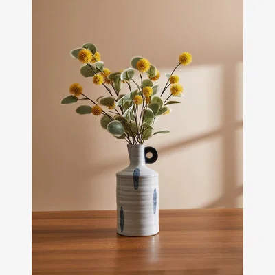 Marks & Spencer M&S Painted Glaze Ceramic Bottle Vase - Grey/White, Grey/White