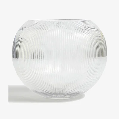 Marks & Spencer M&S Ridged Glass Fishbowl Vase - Clear, Clear