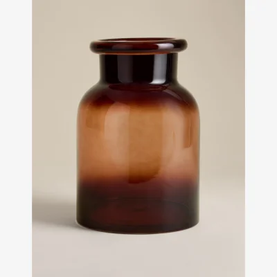 Marks & Spencer M&S Smoked Glass Large Roll Top Apothecary Vase Brown