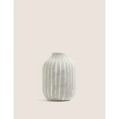 Marks & Spencer M&S Medium Linear Striped Vase - Grey, Grey