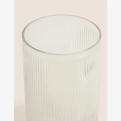 Marks & Spencer M&S Ribbed Glass Vase - Clear, Clear