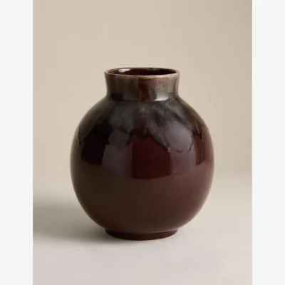 Marks & Spencer M&S Medium Reactive Glaze Ceramic Rounded Vase Purple