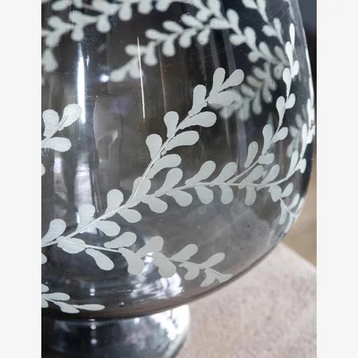 Marks & Spencer Gallery Home Eva Etched Hurricane Vase - Grey, Grey