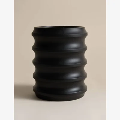 Marks & Spencer M&S X Kelly Hoppen Short Ribbed Ceramic Vase Black