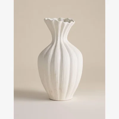 Marks & Spencer M&S Collection Large Fluted Neck Ceramic Vase - Cream, Cream
