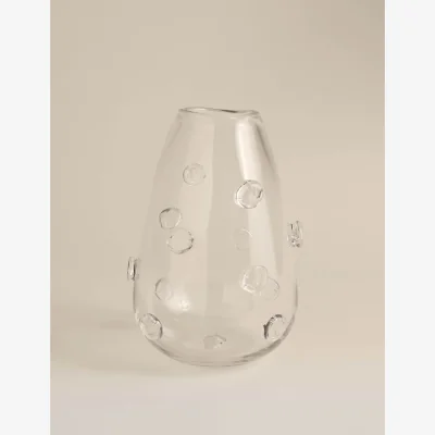 Marks & Spencer M&S 3D Raised Bobble Glass Vase Clear