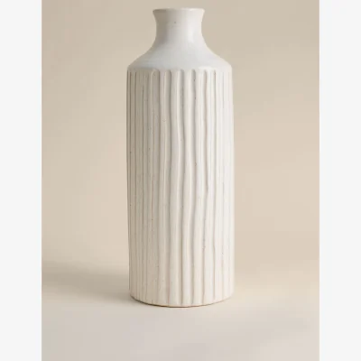 Marks & Spencer M&S Extra Large Ridged Ceramic Vase White