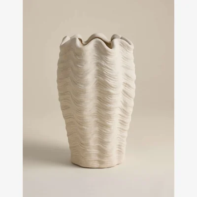 Marks & Spencer M&S Coastal Shell Textured Ceramic Vase Soft White