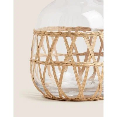 Marks & Spencer M&S Large Rattan Glass Vase - Natural, Natural