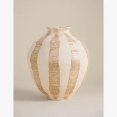 Marks & Spencer M&S Striped Ceramic Vase Neutral