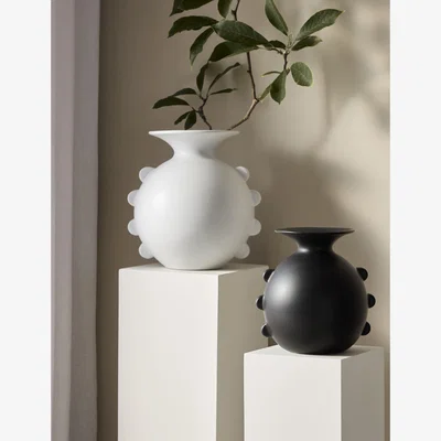 Marks & Spencer M&S X Kelly Hoppen Scallop Edge Ceramic Bouquet Vase - Black, Black