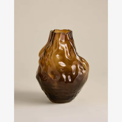 Marks & Spencer M&S Medium Irregular Smoked Glass Vase Brown