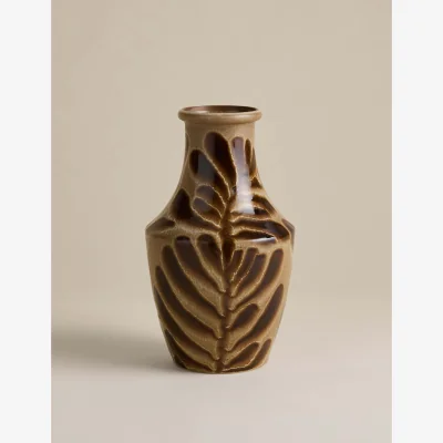 Marks & Spencer M&S Reactive Leaf Ceramic Vase Brown