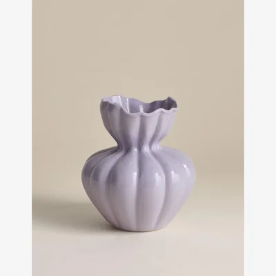 Marks & Spencer M&S Collection Small Fluted Neck Ceramic Vase - Lilac Shell, Lilac Shell