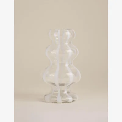 Marks & Spencer M&S Collection Stripe Wave Glass Vase - White, White