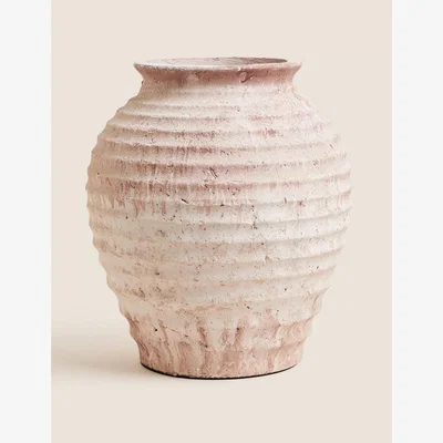 Marks & Spencer M&S X Fired Earth Large Textured Vase - Blush, Blush