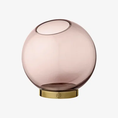 Made in Design Globe Medium Vase - / Ø 17 cm - Glass & brass by AYTM Pink