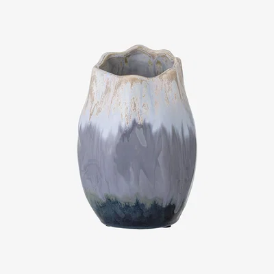 Made in Design Jace Vase - / Ceramic - Ø 16 x H 24 cm by Bloomingville Blue/Grey
