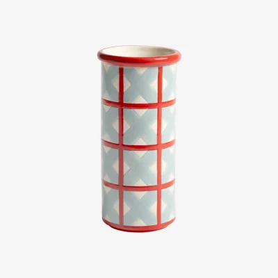 Made in Design Patch Cross Vase ceramic red / Ø 9 x H 19 cm - Hand-painted - & klevering