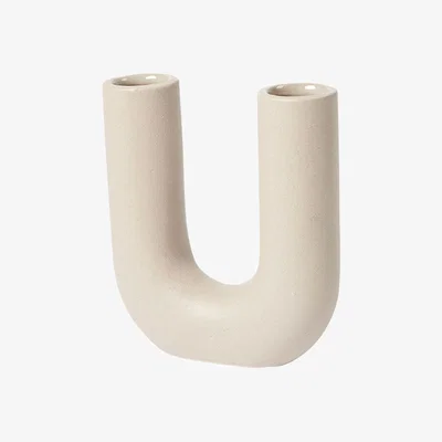 Made in Design Hector U Vase ceramic beige / W 14.5 x H 16 cm - BROSTE COPENHAGEN