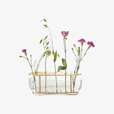 Made in Design Ikebana Long Vase - / Laiton & verre - H 10 cm by Fritz Hansen Gold