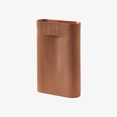 Made in Design Ridge Large Vase - / H 48 cm by Muuto Brown