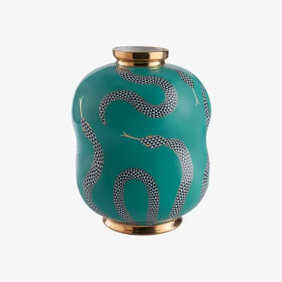 Made in Design Eden Cinched Vase ceramic green / Ø 24 x H 33 cm - Jonathan Adler