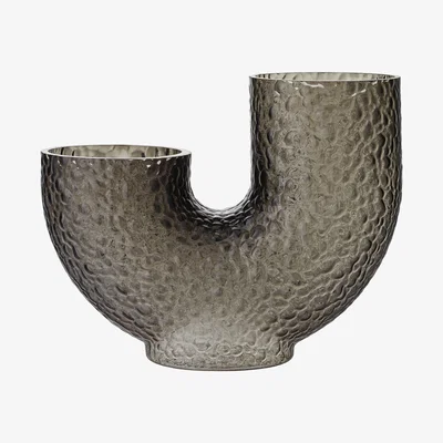 Made in Design Arura Medium Vase - / Textured glass - L 34 x H 26 cm by AYTM Grey