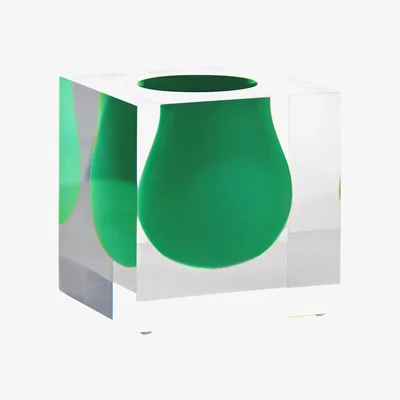 Made in Design Bel Air Mini Scoop Vase - / Acrylic - Square W 10 cm by Jonathan Adler Green