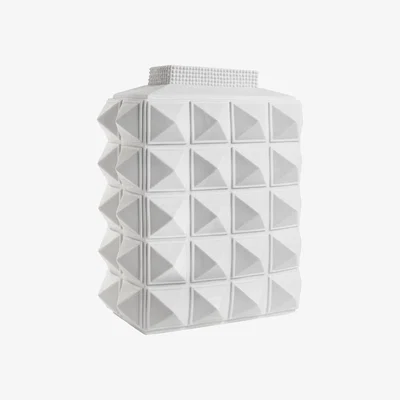 Made in Design Charade Block Studded Vase - Porcelain - H 33 cm by Jonathan Adler White