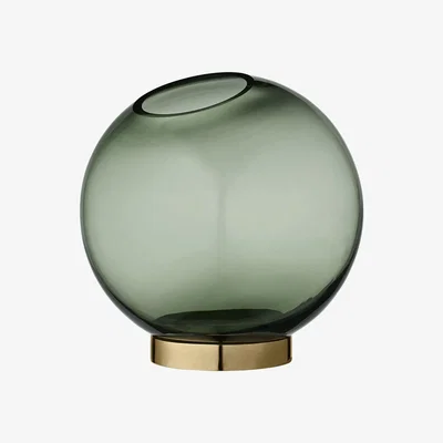 Made in Design Globe Medium Vase - Ø 16  cm - Glass & brass by AYTM Green/Gold